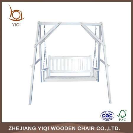 Porch Hanging Wood Two Seat Swing Chair